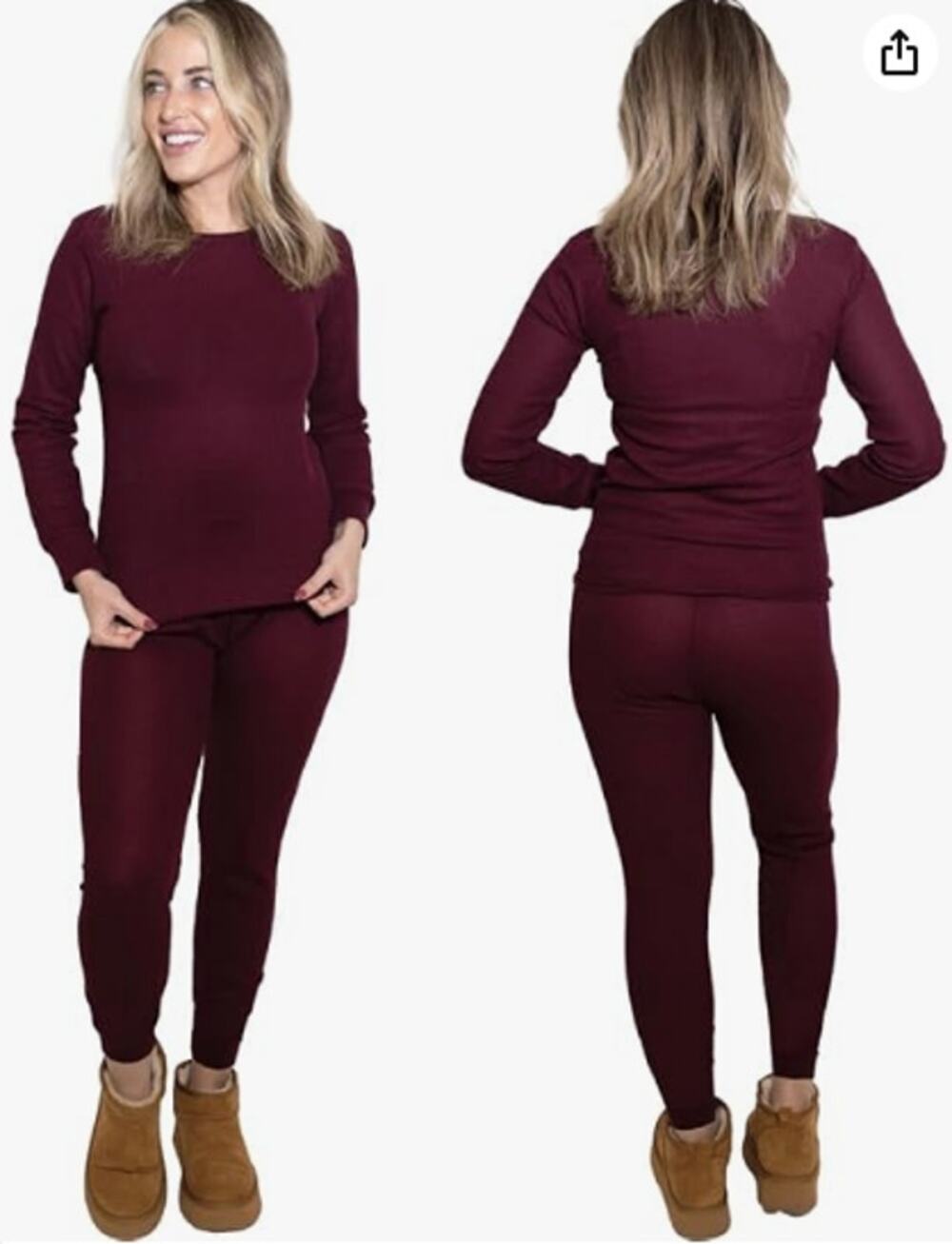 New Waffle Thermal Set Long Sleeve Shirt Pants Womens XL Base Layer Cold Weather